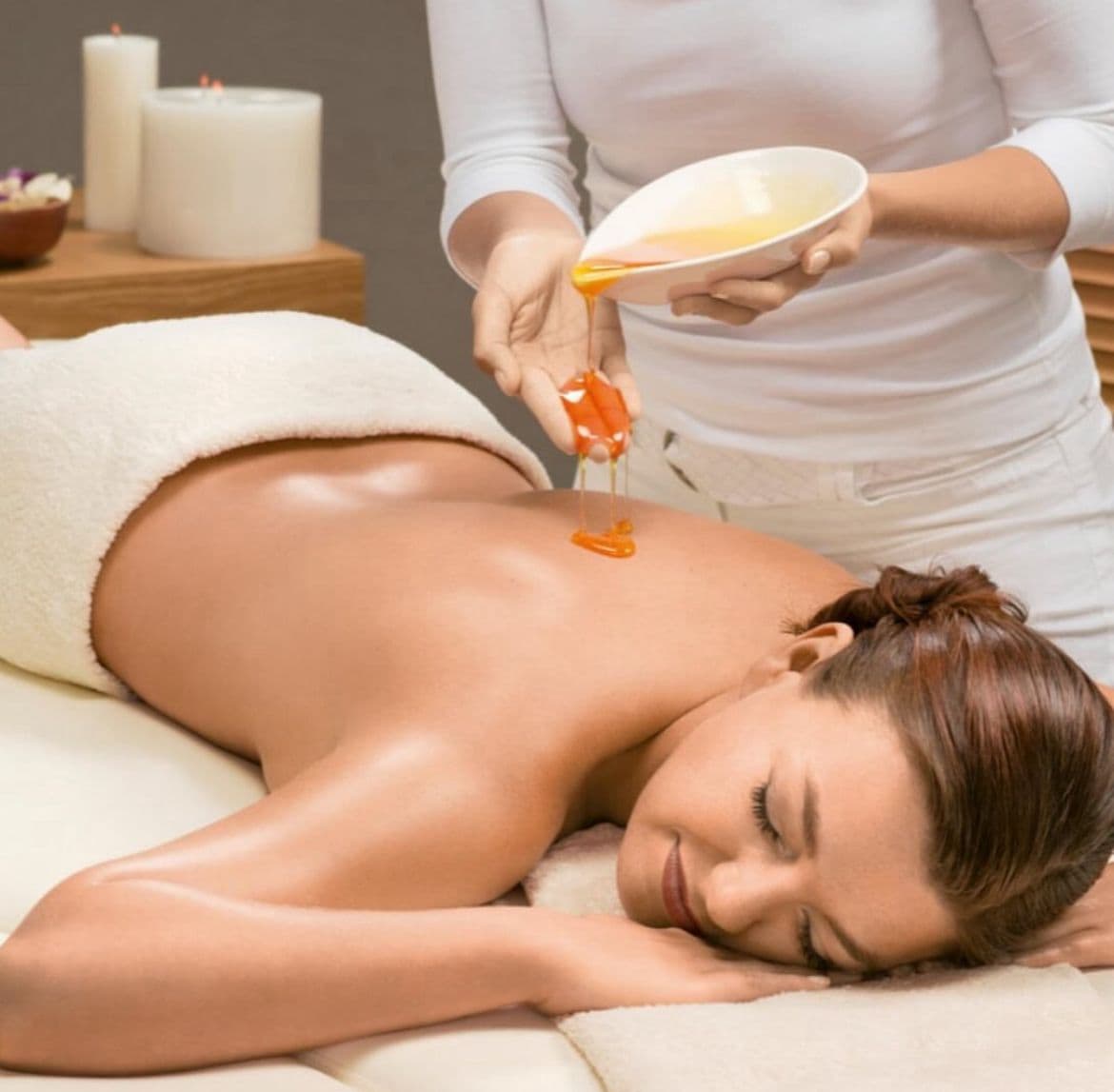 A luxurious wellness environment with a soft glow